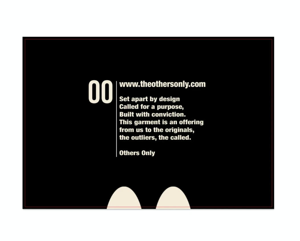 Black packaging artwork with cream Others Only message and oval marks